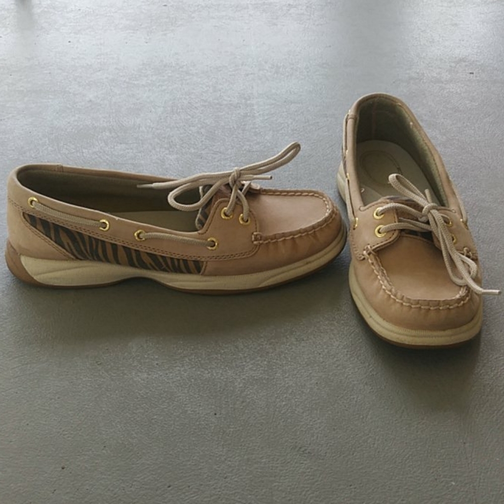Sperry Neutral Zebra Print Top Siders Size 8